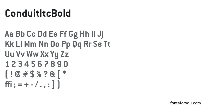Шрифт ConduitItcBold – алфавит, цифры, специальные символы