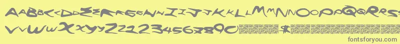フォントFlyinghigh – 黄色の背景に灰色の文字
