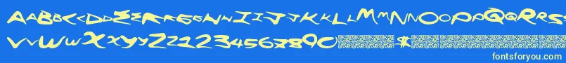 Flyinghigh Font – Yellow Fonts on Blue Background