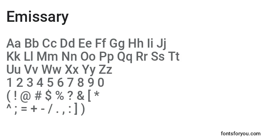 Шрифт Emissary – алфавит, цифры, специальные символы