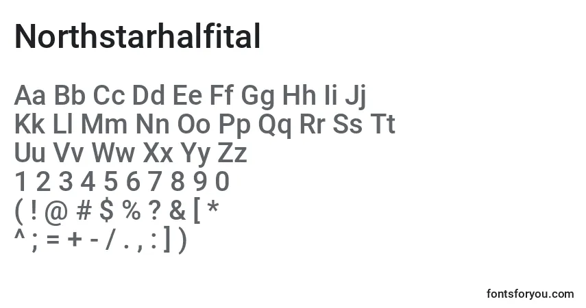Czcionka Northstarhalfital – alfabet, cyfry, specjalne znaki