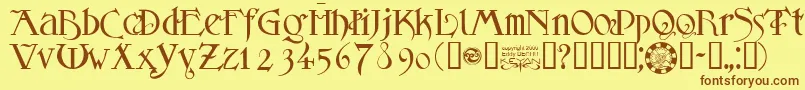 Шрифт MfSansLogique – коричневые шрифты на жёлтом фоне