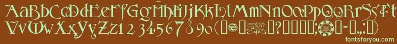 フォントMfSansLogique – 緑色の文字が茶色の背景にあります。