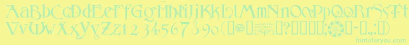 フォントMfSansLogique – 黄色い背景に緑の文字