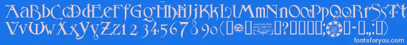 フォントMfSansLogique – ピンクの文字、青い背景