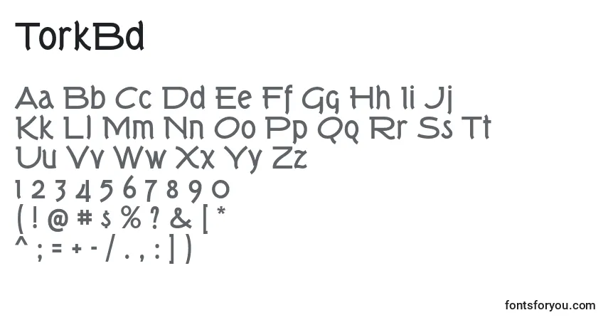A fonte TorkBd – alfabeto, números, caracteres especiais