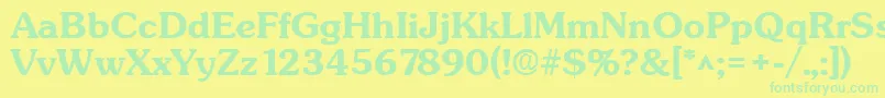 Fonte SunsetBold – fontes verdes em um fundo amarelo