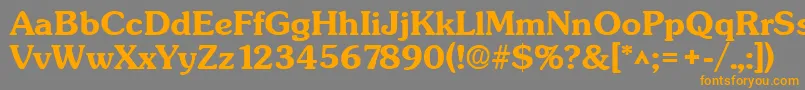 フォントSunsetBold – オレンジの文字は灰色の背景にあります。
