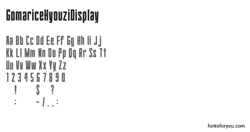 A fonte GomariceHyouziDisplay – alfabeto, números, caracteres especiais