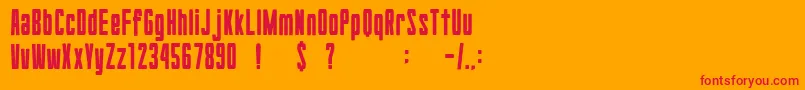 GomariceHyouziDisplay-Schriftart – Rote Schriften auf orangefarbenem Hintergrund