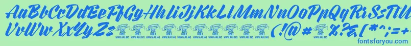 RurablePersonaluseonly-Schriftart – Blaue Schriften auf grünem Hintergrund