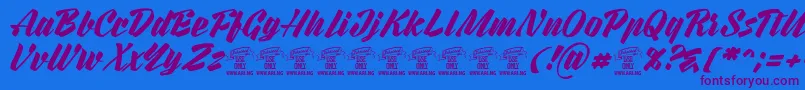 Więcej informacji o czcionce RurablePersonaluseonly Czcionka RurablePersonaluseonly – fioletowe czcionki na niebieskim tle