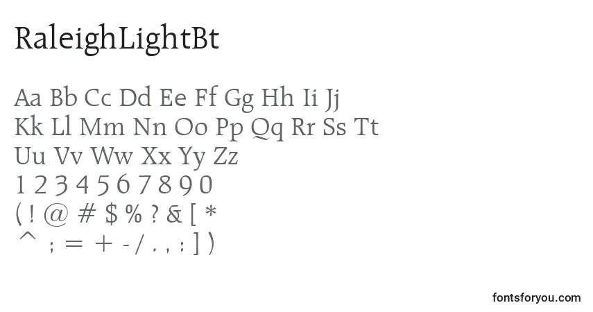 Шрифт RaleighLightBt – алфавит, цифры, специальные символы