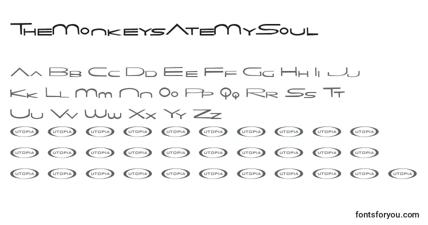 A fonte TheMonkeysAteMySoul – alfabeto, números, caracteres especiais