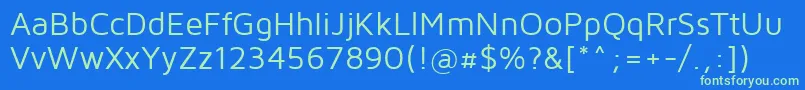 MavenProRegular-fontti – vihreät fontit sinisellä taustalla
