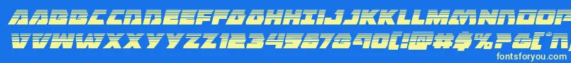 Fonte Eaglestrikehalfital – fontes amarelas em um fundo azul