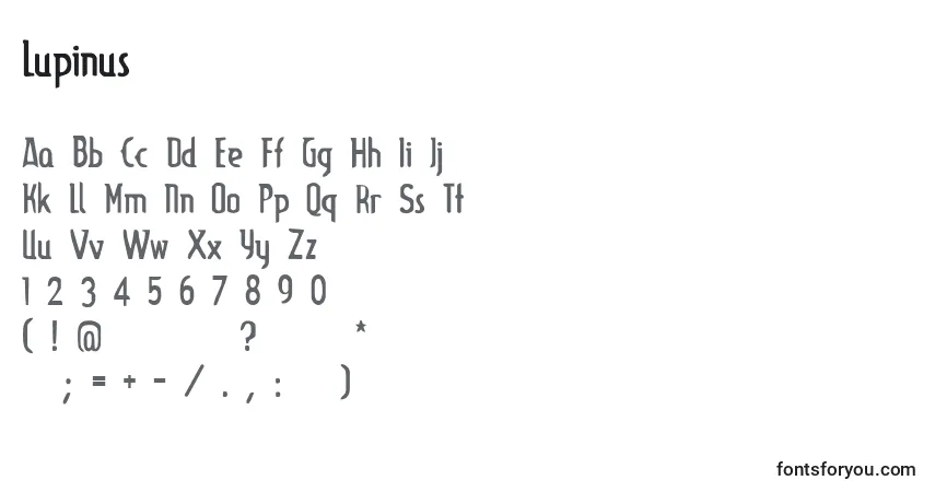 A fonte Lupinus – alfabeto, números, caracteres especiais