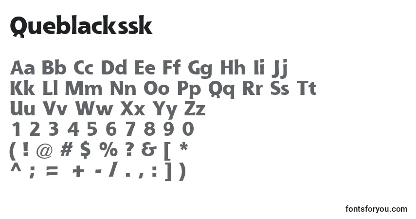 Шрифт Queblackssk – алфавит, цифры, специальные символы