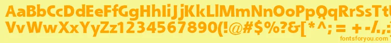 Queblackssk-Schriftart – Orangefarbene Schriften auf gelbem Hintergrund
