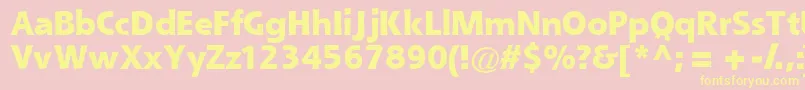 Queblackssk-fontti – keltaiset fontit vaaleanpunaisella taustalla