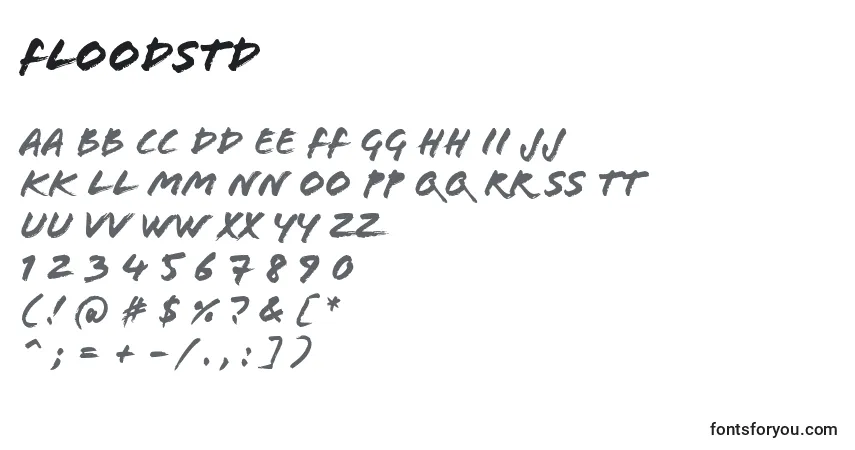Schriftart Floodstd – Alphabet, Zahlen, spezielle Symbole