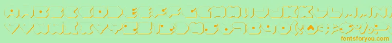 フォントFelds2 – オレンジの文字が緑の背景にあります。