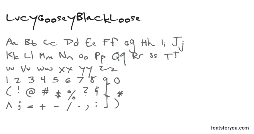 Шрифт LucyGooseyBlackLoose – алфавит, цифры, специальные символы
