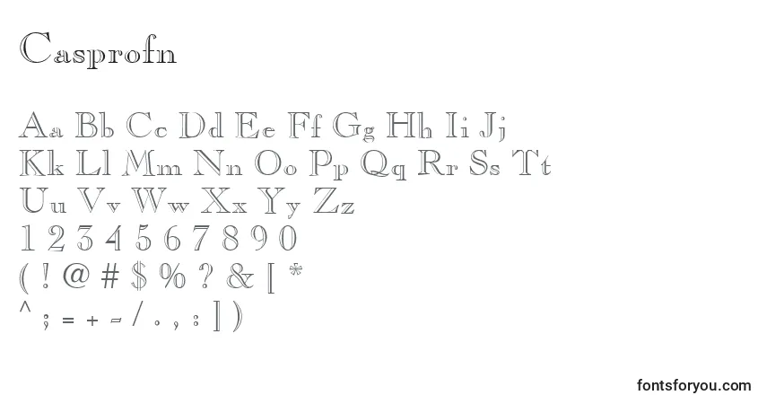 Czcionka Casprofn – alfabet, cyfry, specjalne znaki