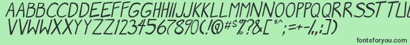 Шрифт MangaSpeak2Italic – чёрные шрифты на зелёном фоне