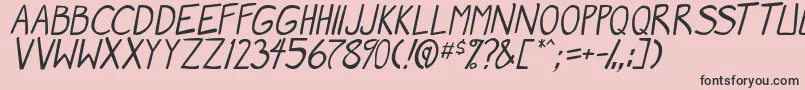 Шрифт MangaSpeak2Italic – чёрные шрифты на розовом фоне