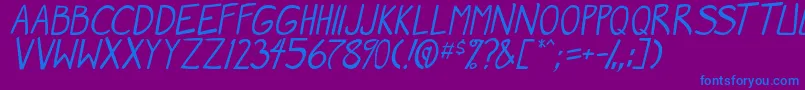 MangaSpeak2Italic Font – Blue Fonts on Purple Background