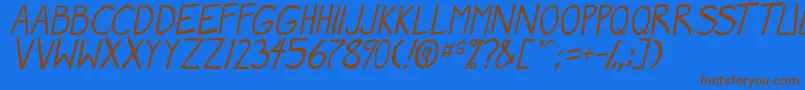 MangaSpeak2Italic Font – Brown Fonts on Blue Background