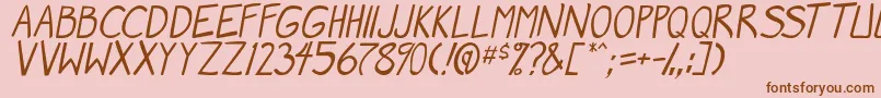 Fonte MangaSpeak2Italic – fontes marrons em um fundo rosa