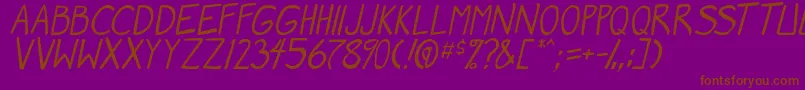 Czcionka MangaSpeak2Italic – brązowe czcionki na fioletowym tle
