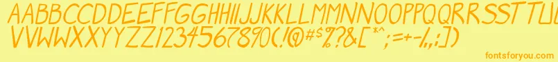 MangaSpeak2Italic Font – Orange Fonts on Yellow Background