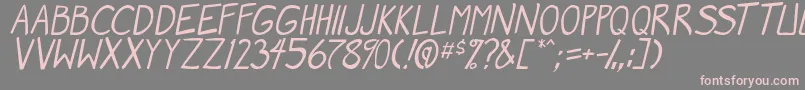 Шрифт MangaSpeak2Italic – розовые шрифты на сером фоне