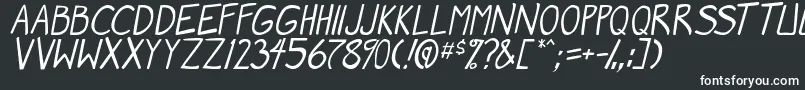 MangaSpeak2Italic-fontti – valkoiset fontit mustalla taustalla