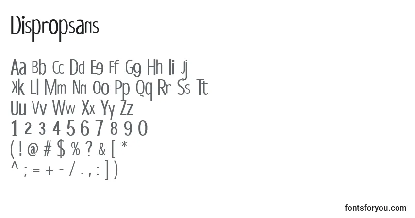 Dispropsans-fontti – aakkoset, numerot, erikoismerkit
