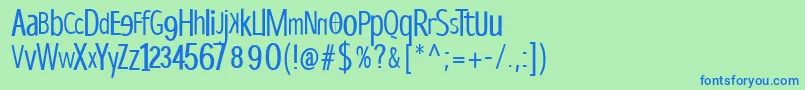 Dispropsans-Schriftart – Blaue Schriften auf grünem Hintergrund