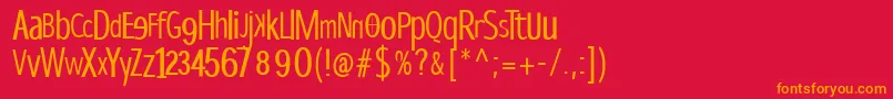 Dispropsans-fontti – oranssit fontit punaisella taustalla