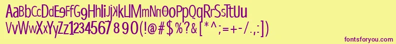 Dispropsans-fontti – violetit fontit keltaisella taustalla