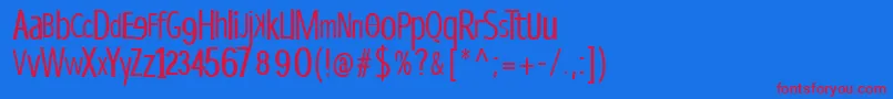 Dispropsans-Schriftart – Rote Schriften auf blauem Hintergrund