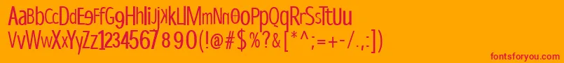 Dispropsans-Schriftart – Rote Schriften auf orangefarbenem Hintergrund