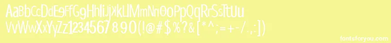 Dispropsans-fontti – valkoiset fontit keltaisella taustalla