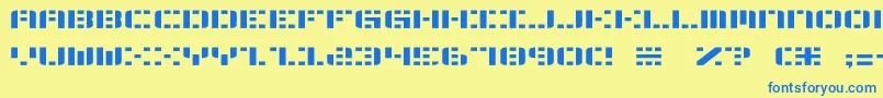 フォントAldosMoon – 青い文字が黄色の背景にあります。