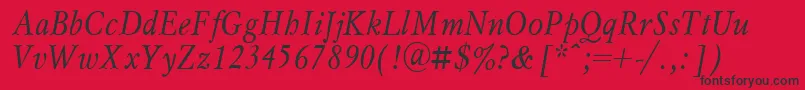MyslnarrowcttItalic Font – Black Fonts on Red Background