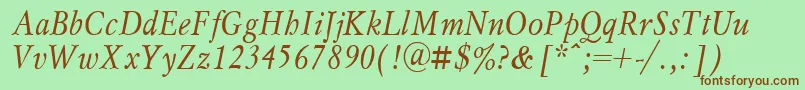 MyslnarrowcttItalic Font – Brown Fonts on Green Background