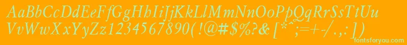 MyslnarrowcttItalic Font – Green Fonts on Orange Background