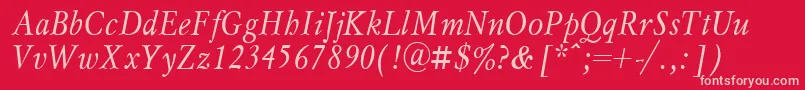 MyslnarrowcttItalic Font – Pink Fonts on Red Background