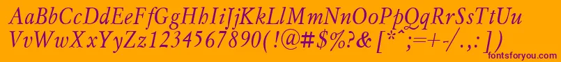 MyslnarrowcttItalic Font – Purple Fonts on Orange Background